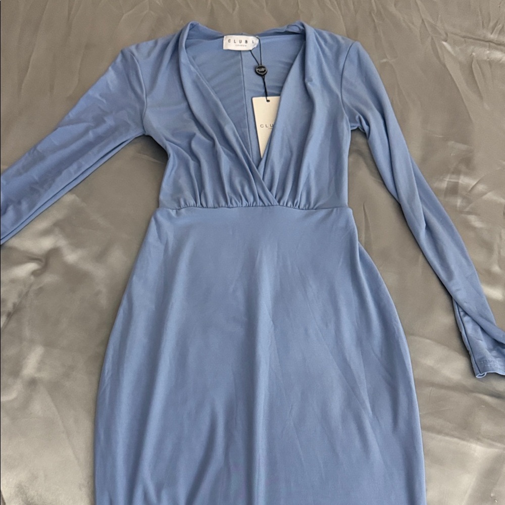 Elegant Long Sleeve Blue Dress
